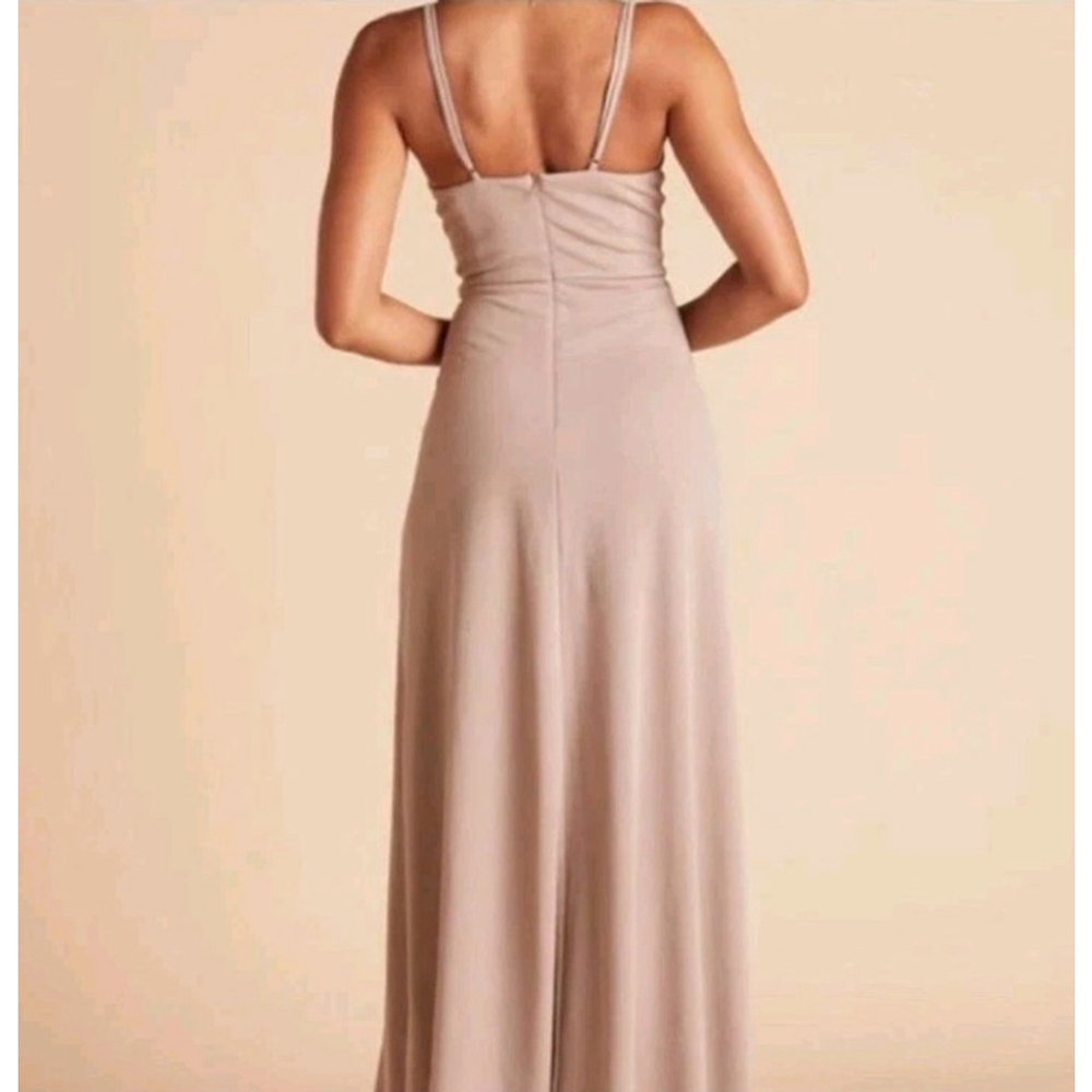 BIRDY GREY Ash Crepe Long Maxi Formal Dress Taupe With Slit Size Small NWOT - Picture 3 of 13